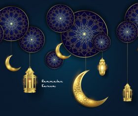 Blue background Eid mubarak luxury design vector