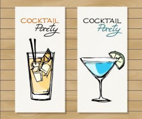 Blue cocktail sketch banner vector