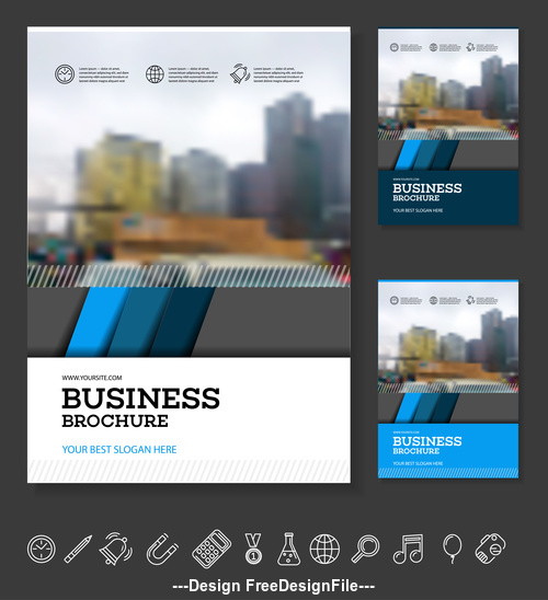 Blue diagonal strip Brochure cover design vector