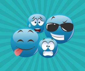 Blue emoticon pack icon vector