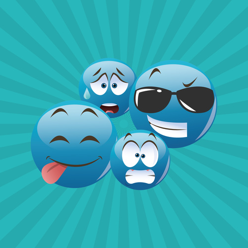 Blue emoticon pack icon vector