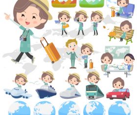 Blue-green tunic Middle woman travel vector