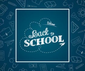 Blue squares background back to school vector
