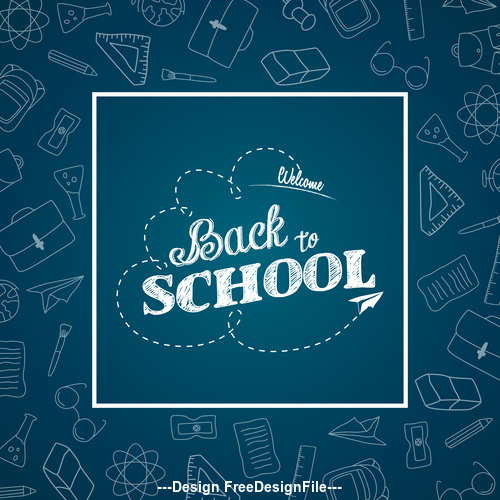 Blue squares background back to school vector