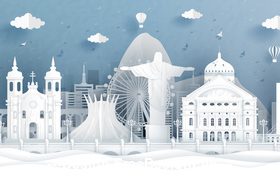 Brazil city landscape and travel paper design