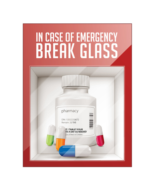 Break glass pills vector