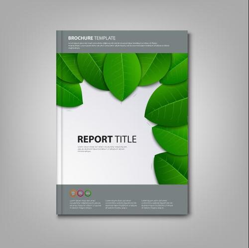 Brochures book green leaves template vectors
