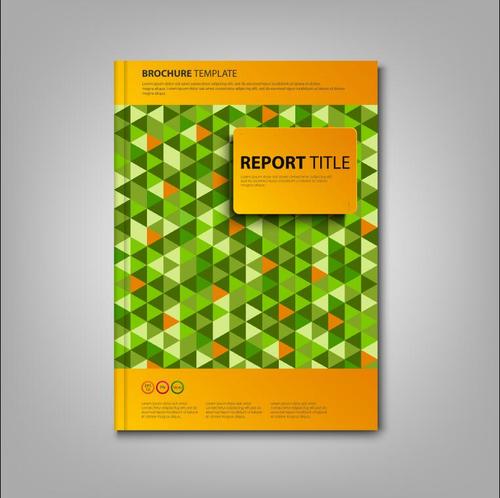 Brochures book green triangles template vectors free download