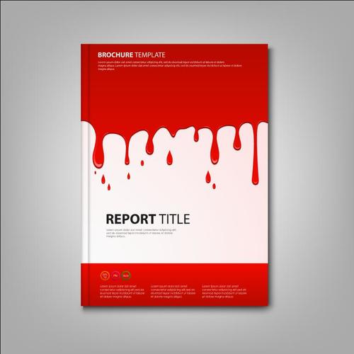 Brochures book with spilled red color template vectors