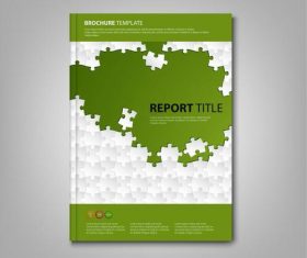 Brochures book with white puzzle green template vectors