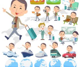 Brown high neck Middle aged man travel vector