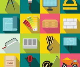Building tools flat style icons vector