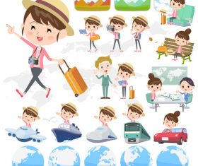 Bun hair mom travel vector