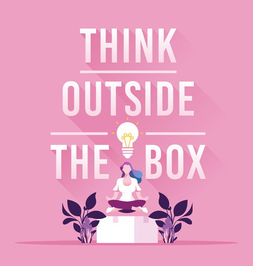 Business woman think outside the box concept vectors