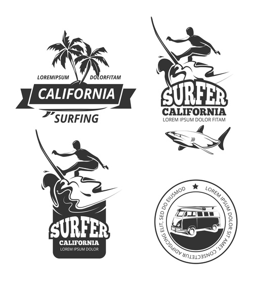 California summer travel label vector