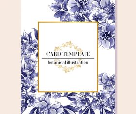 Card template with flower botanical illustration vector 01