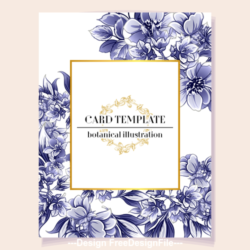 Card template with flower botanical illustration vector 01