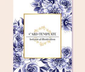 Card template with flower botanical illustration vector 02