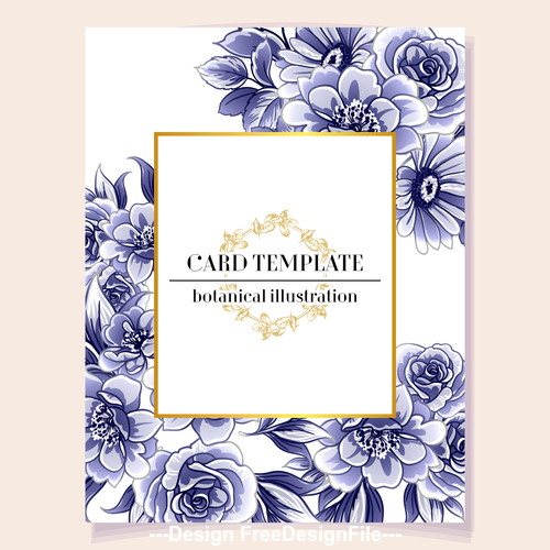 Card template with flower botanical illustration vector 02