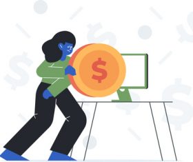 Cartoon Money and Computer Illustrations vectors