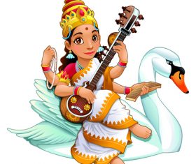 Cartoon Sarasvati Isolated vectors