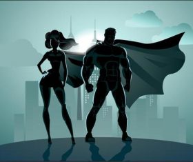 Cartoon Superhero silhouette vector