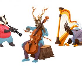 Cartoon animal Musicians vectors