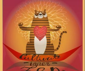 Cartoon animal and love vector