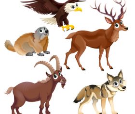 Cartoon animal wolf goat etc vectors