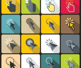 Cartoon arrow icons flat style vector
