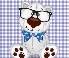 Cartoon bear wearing bow tie vector