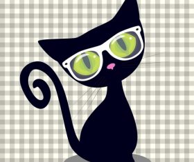 Cartoon black cat vector