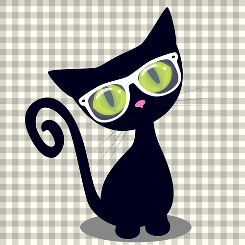 Cartoon black cat vector