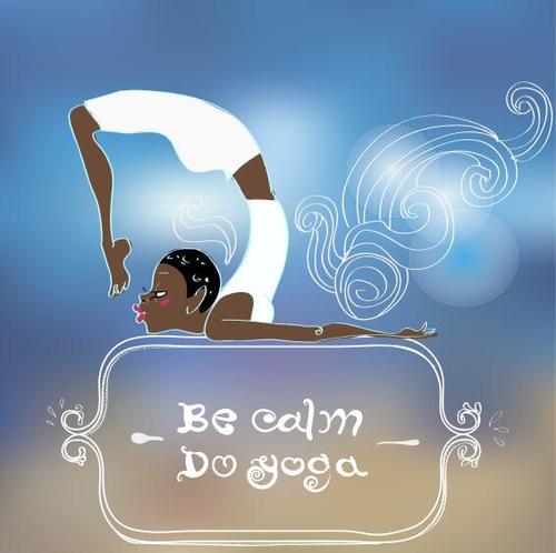 Cartoon calm do yoga girl vector