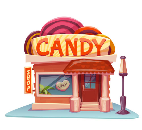 Cartoon candy store vector free download