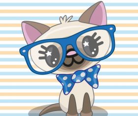 Cartoon cat with glasses vector