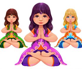 Cartoon character Lotus Position vectors