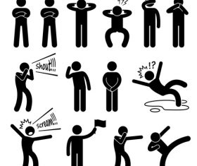 Cartoon character action icon vector