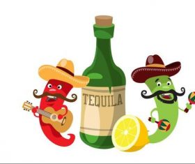 Cartoon character and tequila vector