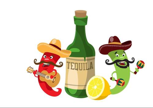 Cartoon character and tequila vector