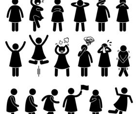 Cartoon character body language icon vector 01