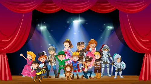 Cartoon childrens drama vectors free download