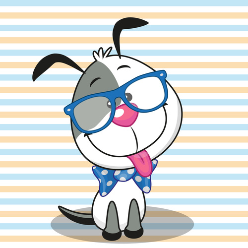 Cartoon cute dog with glasses vector