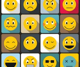 Cartoon emoticon pack icons flat style vector