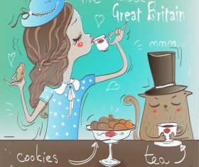 Cartoon ethnic cuisine british vector