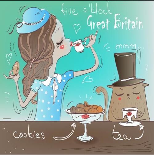 Cartoon ethnic cuisine british vector