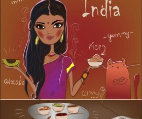 Cartoon ethnic cuisine vector