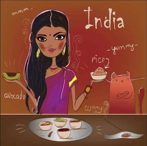 Cartoon ethnic cuisine vector