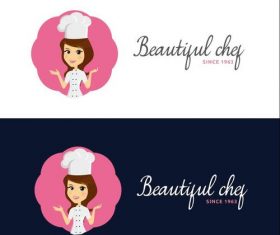 Cartoon female chef banner design vectors