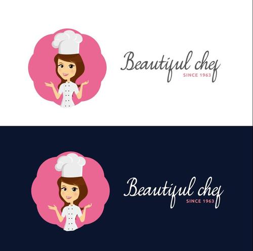 Cartoon female chef banner design vectors